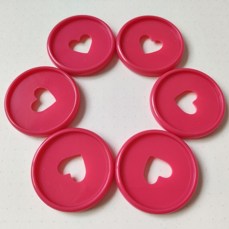 Bloc-notes avec trou en forme de champignon, 6 pièces, reliure à disque, boucle d'anneau, disque en plastique à feuilles mobiles, bouton de bobine pour Scrapbook: red 35mm