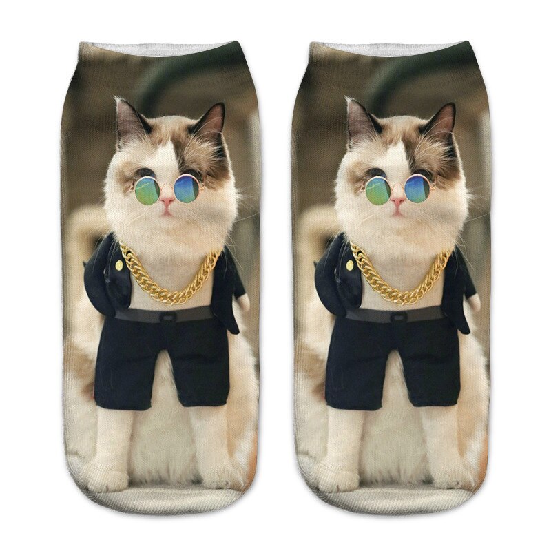 Kids Socks 3D Printing Cute Animal Cat Boys Girls Socks Low Ankle Funny Sock for Children 8-16Years: 14