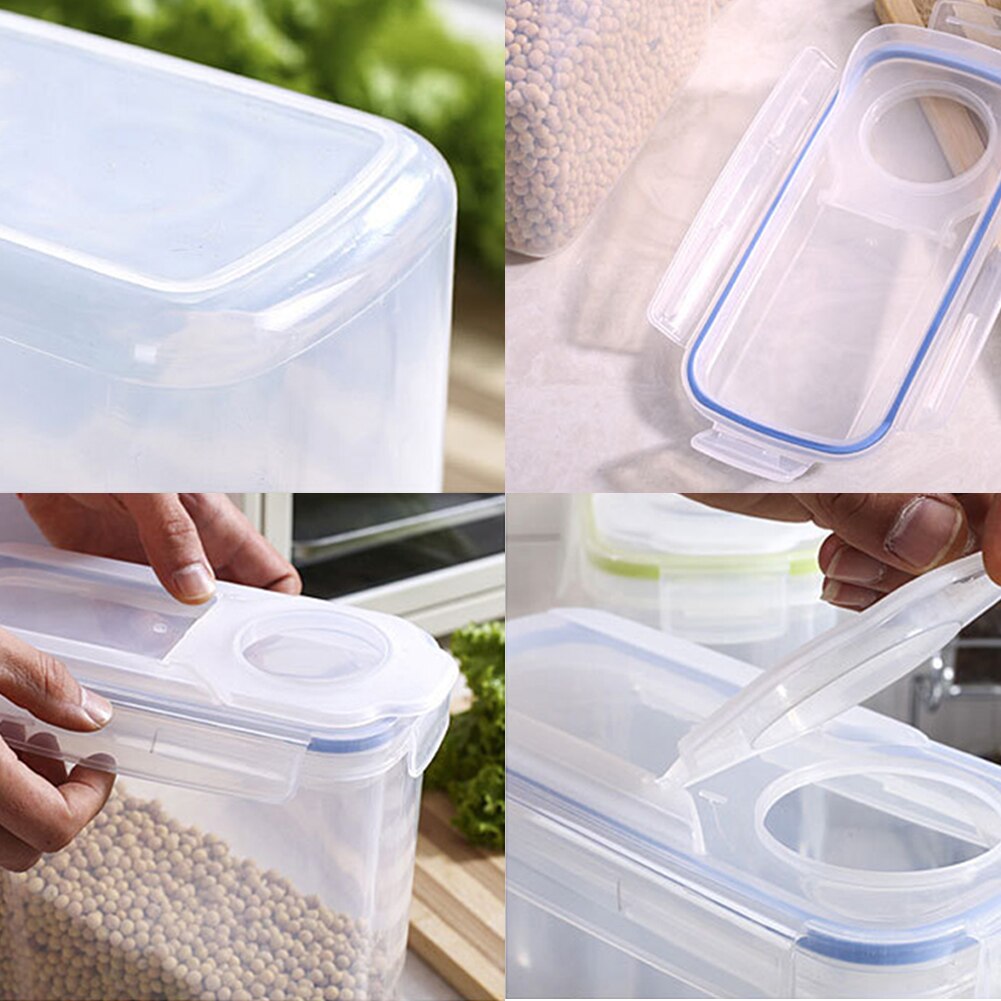 Kitchen Cereal Keeper Box Scale Display Food Grade Large Capacity Plastic PP Storage Container Dry Food Non Slip Removable Cover
