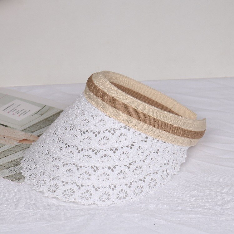 Ladies Sun Hat, Straw Hat, Beach Sun Visor, Lace Hat, Beach Uv Protective Hat, Size Adjustable Hat, Leisure Hat, Traveling Hat: White