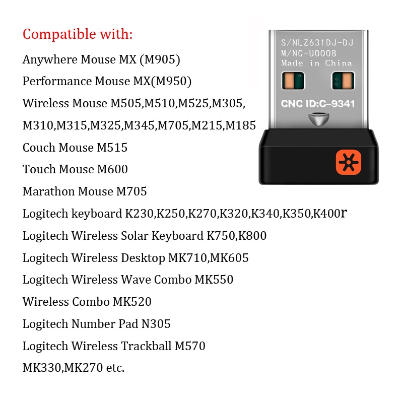 Wireless Dongle Receiver Unifying USB Adapter for Logitech Mouse Keyboard Connect 6 Device for MX M905 M950 M505 M510 M525 Etc