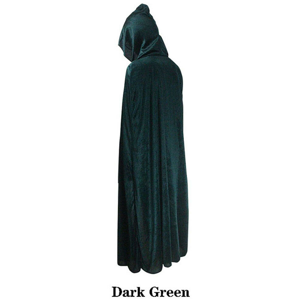 Vampire Cape Medieval Hooded Robe Cosplay Costumes Halloween Adult Children Black Cape Show Party Witch Elf Cape: M / black