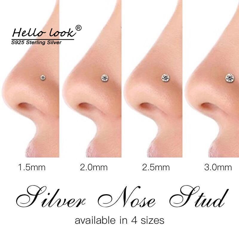 Hellolook 925 Sterling Zilveren Neus Ring Zirkoon Neus Nagel Body Piercing Sieraden Plating 18K Real Gold 1 Pcs