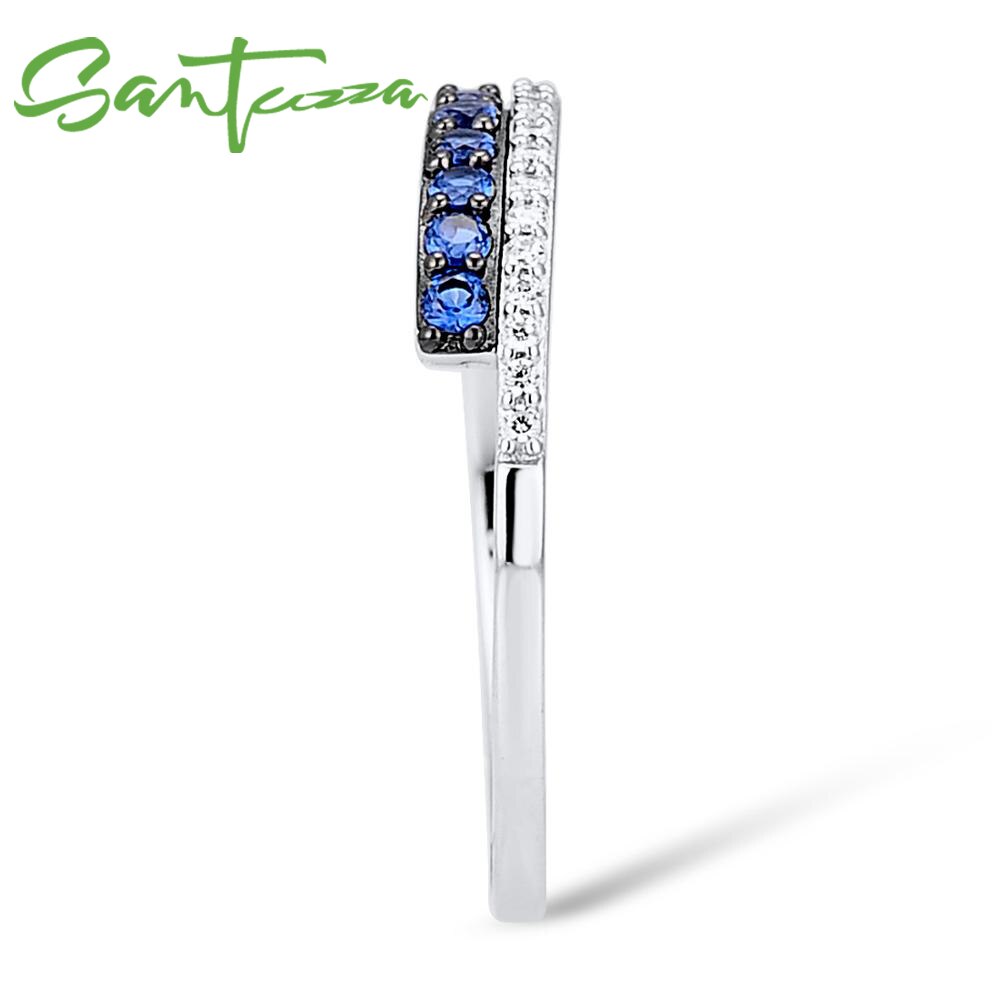 SANTUZZA Silver Ring For Women 925 Sterling Silver Round Rings for Women Cubic Zirconia Ringen Party Jewelry
