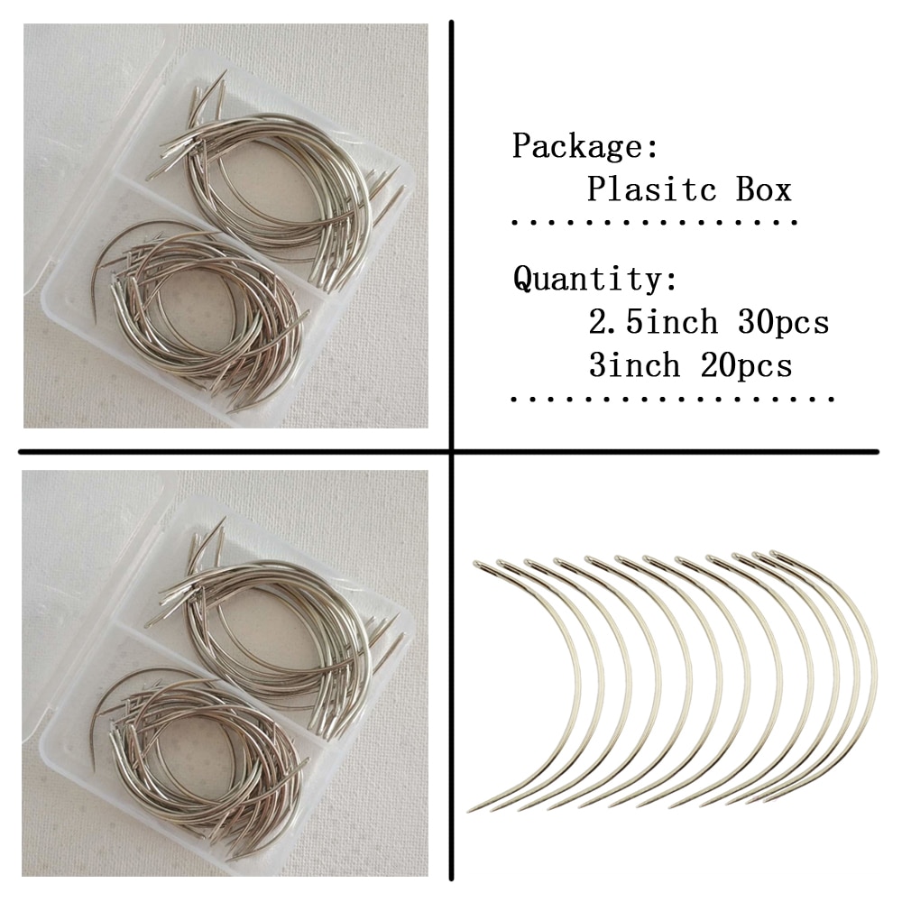 Combo C Type Hair Weave Needle Canvas Repair Weaving Curved Sewing Needles Pins