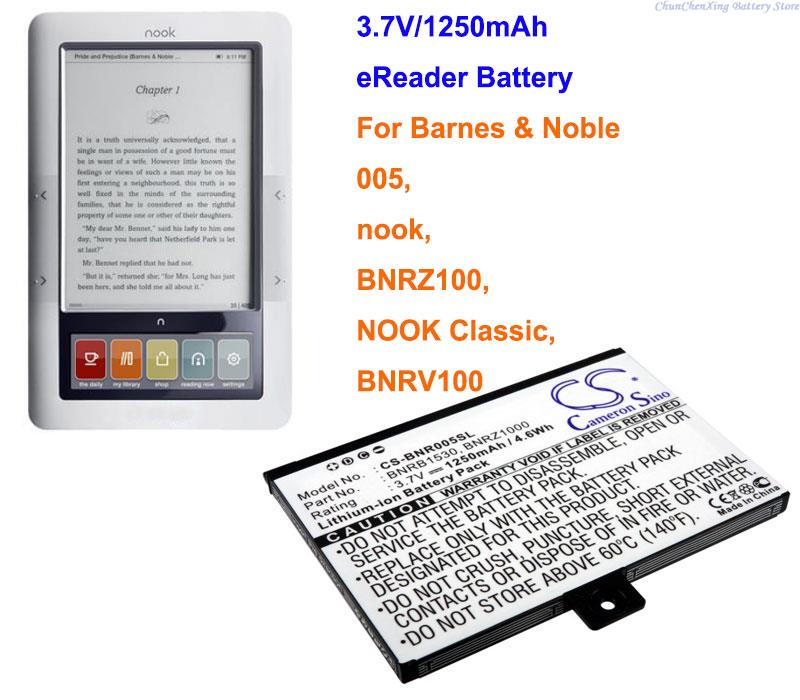 Cameron Sino 1250Mah Batterij BNRB1530, BNRB454261, BNRZ1000 Voor Barnes & Noble 005, BNRV100, BNRZ100, nook, Nook Classic
