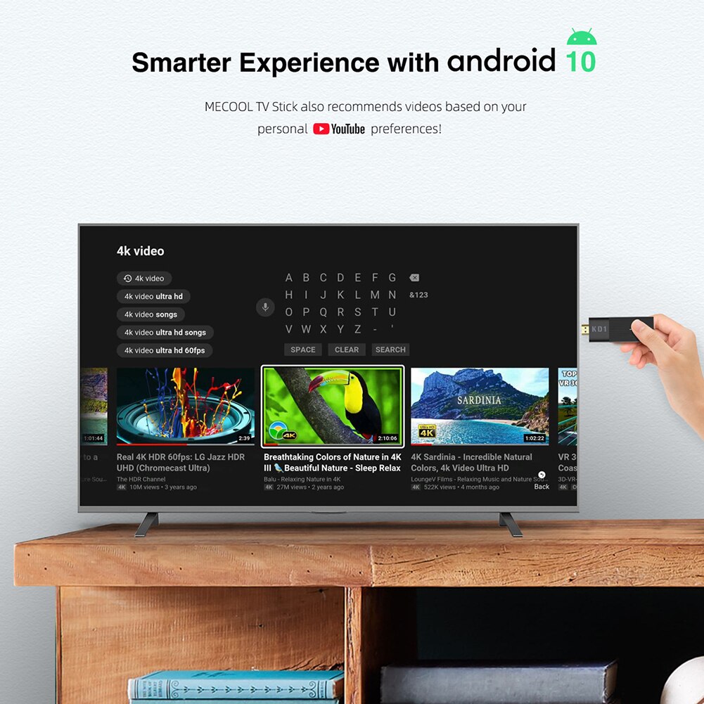 Mecool  kd1 tv stick amlogic  s905 y 2 android 10 2gb 16gb google certified voice 1080p 4k 60 pfs 2.4g & 5g wlan  bt4.2 tv player