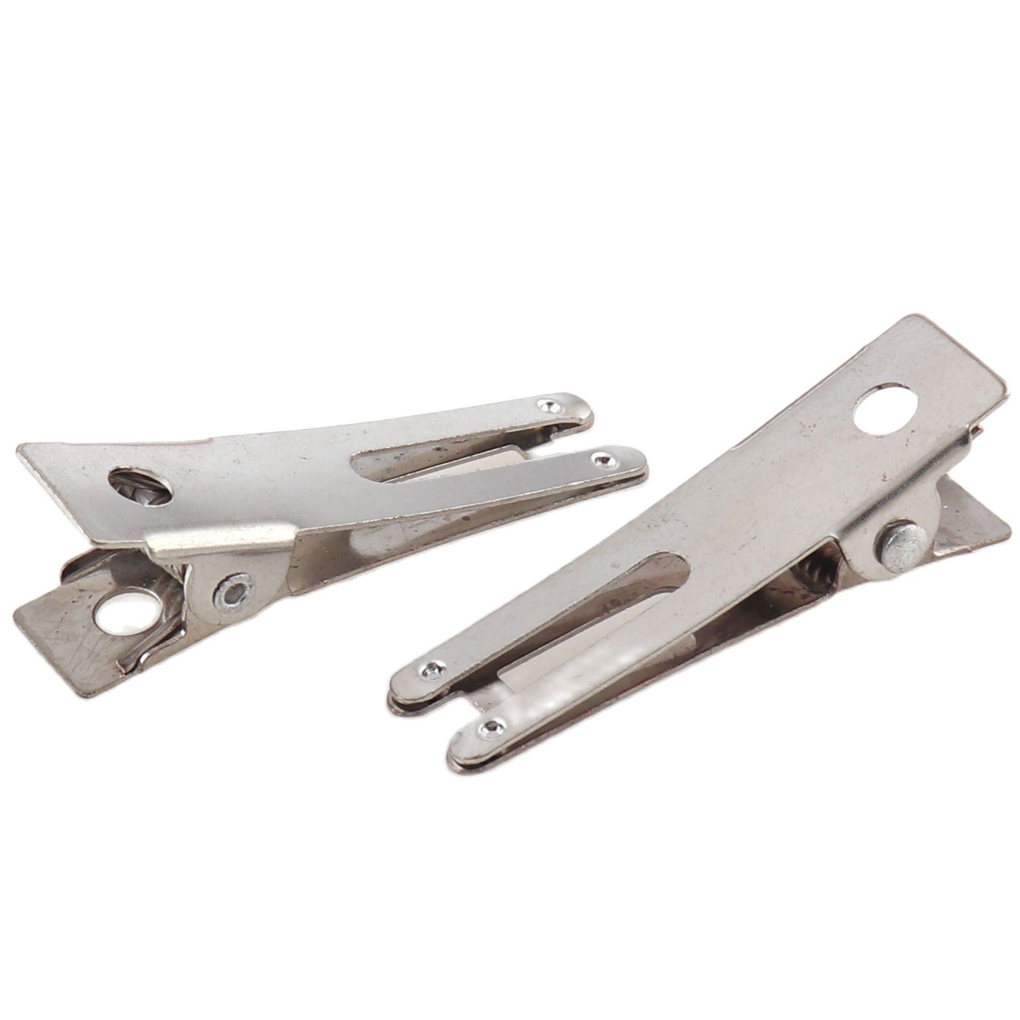 Pinzas de metal plateadas de doble punta, pinzas para el pelo de cocodrilo, pinzas para el pelo, broche trasero, accesorios para el cabello, broche, Acce