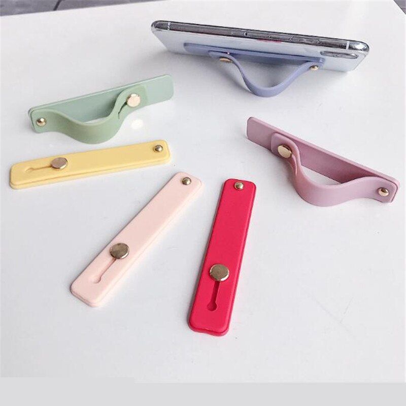 Polsband vinger ring grip mobiele telefoonhouder standaard duwen trekken sticker pasta universele handband auto telefoonhouder beugel