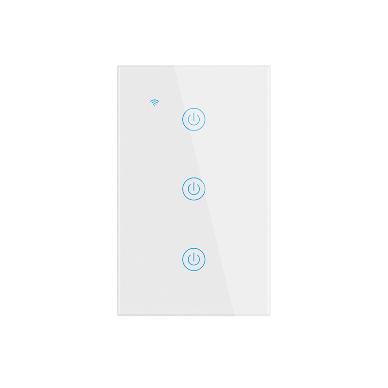 Smart Tuya Living Home WiFi Remote Control Wall Switch Voice Control Touch Sensor LED Light Switch Alexa Google Home 220V: white 3gang