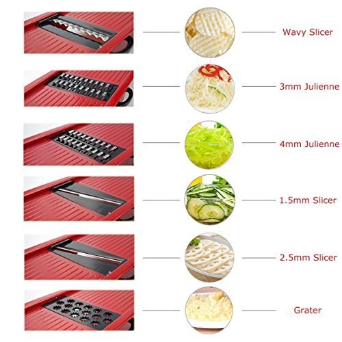 Mandoline slicer vegetal slicer 6 em 1 multi-função cortador de alimentos ralador chopper frutas e queijo 5 lâminas e suporte