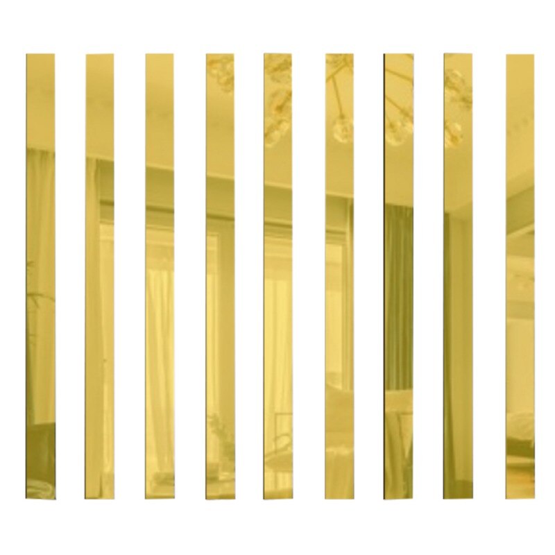 10 stücke 20x5CM Streifen Spiegel Glas Fliesen Zauberstab Aufkleber Decals Mosaik Wohnzimmer Badezimmer Dekor DIY Lange Zauberstab Spiegel Aufkleber Neue: Gold