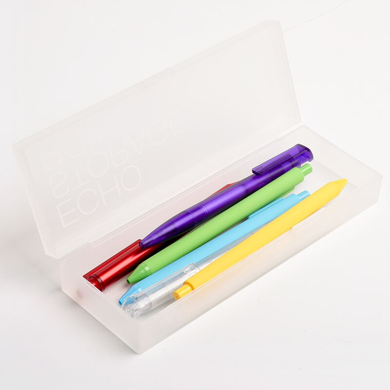 1PC KACO ECHO Translucent Plastic Pencil Case Candy Color Multi-Function Stationery Storage Box Children Student Pencil Box