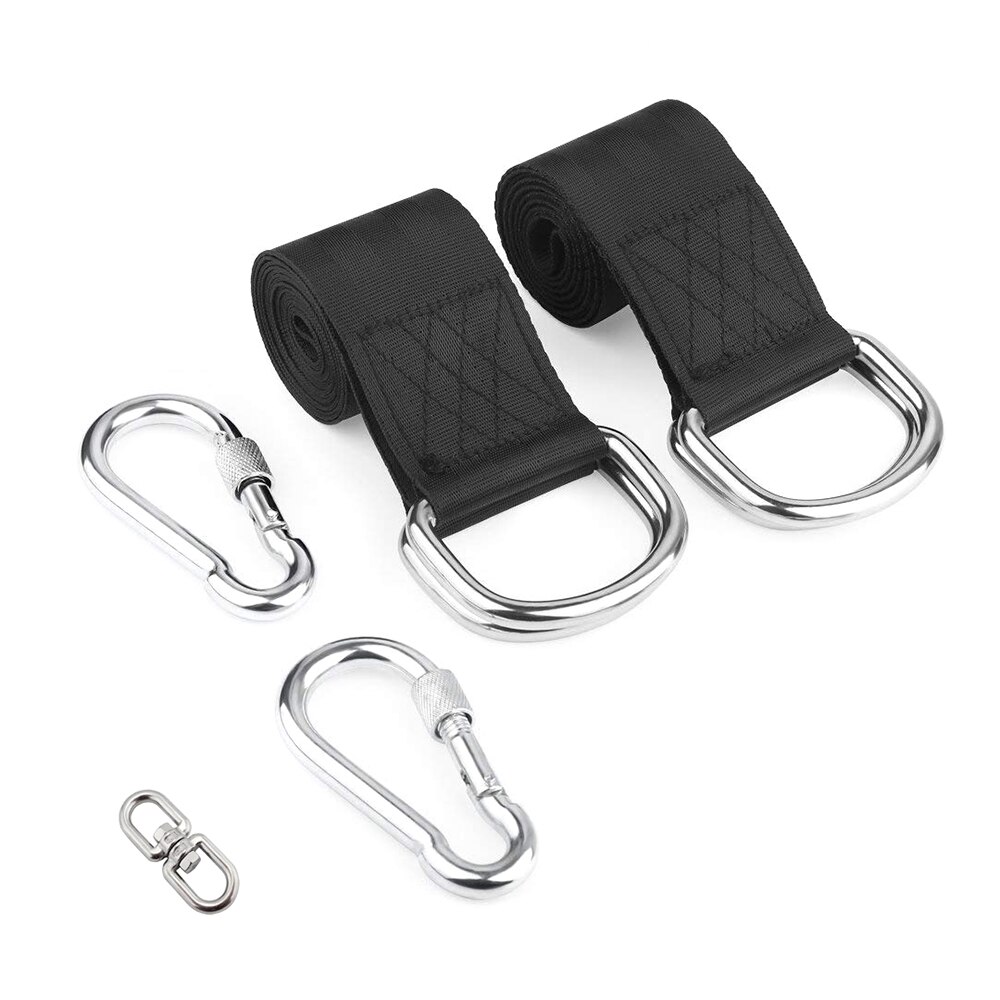 Hook Load Capacity Outdoor Swing Hammock Tree Hanging Kit Straps Hooks Carabiner Camping Swing Fittings Acces Swing Strap Rope