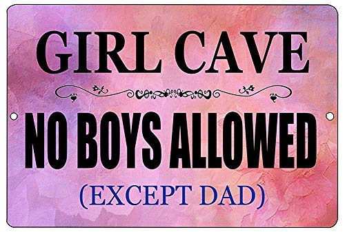 Tin Sign Aluminum Funny Girl Cave Metal Bar Daughter Pink No Boys Allowed Bedroom Door Outdoor & Indoor Sign Wall Decoration