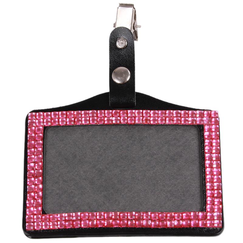 5 Colors Rhinestone Bus IC Card Holder With Clip Employee Identity Card Badge Crystal Work Unisex ID Card holder Case