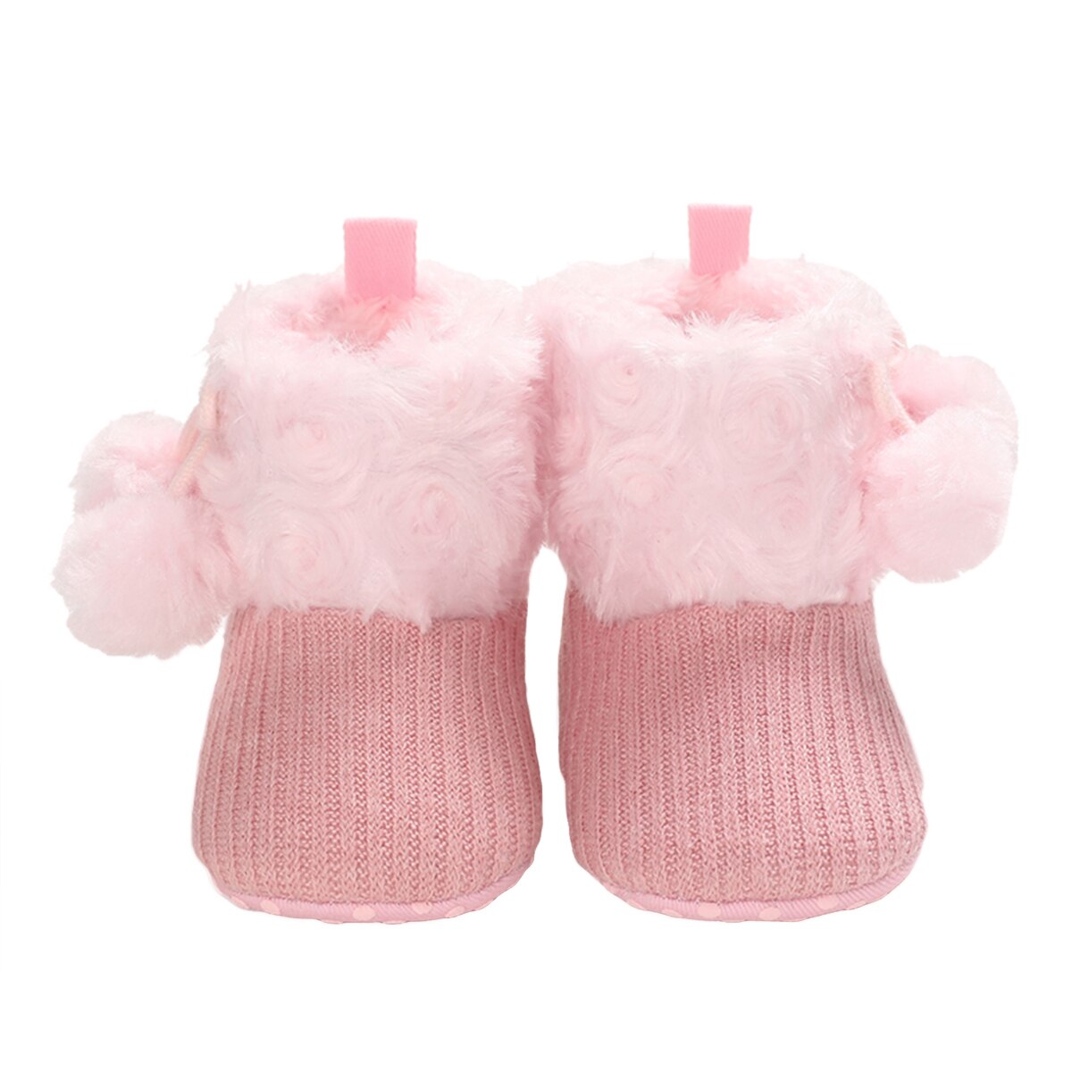 0-18M Kleinkind freundlicher Baby Mädchen Jungen Schnee Stiefel Winter Weiche Faux Pelz Rippe betroffen Warme Booties Anti-Unterhose Kleinkind Prewalkers: Rosa / 0-6 Monate