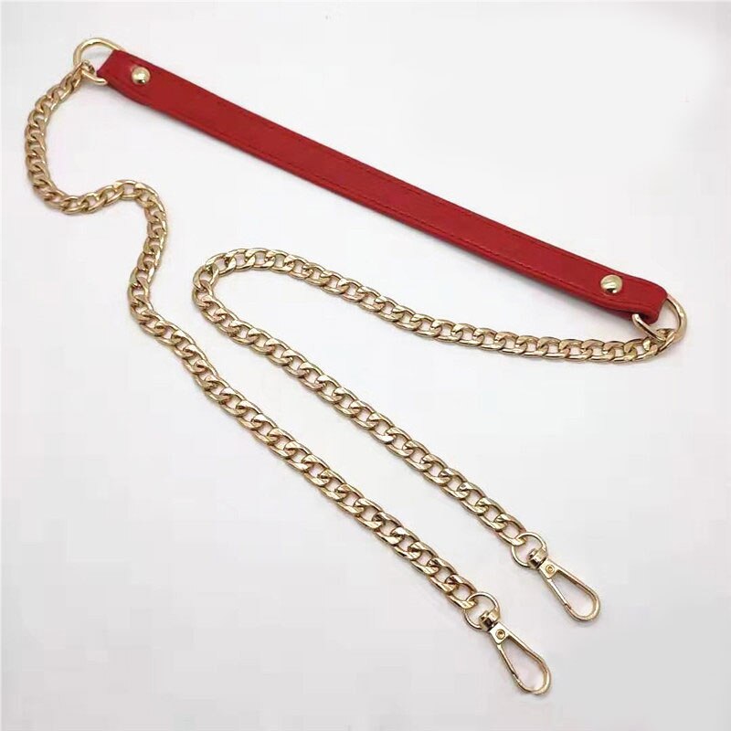 120cm PU Leather Gold Metal Chain Shoulder Bag Strap Buckle Handle DIY Repalcement Solid Handbag Bag Accessories Correa Bolso: Red