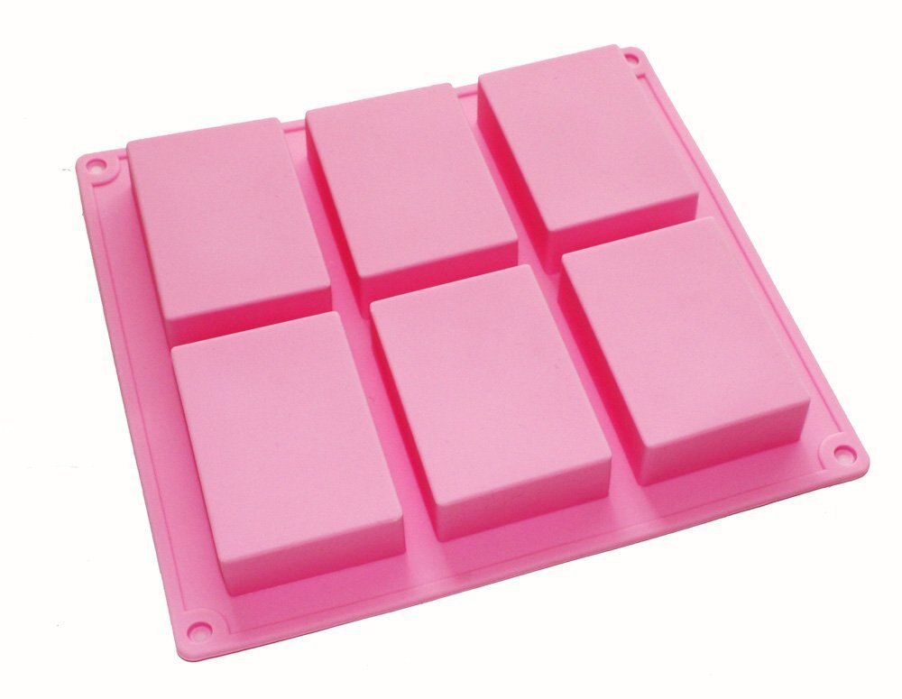 6 Hole 3D Rectangle Square Silicone Soap Mold Muffin Cup Baking Pan Bar Soap DIY Mold Basic Soap Making Mould Handmade Soap Mold
