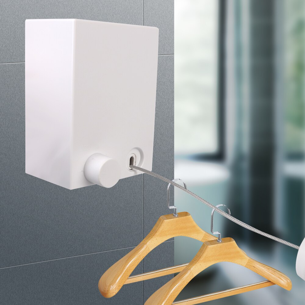 Washing Clothes Hanger Laundry Drying Line Retractable Clothesline Balcony Invisible Drying Lines Indoor Outdoor 4M Wall-mounted