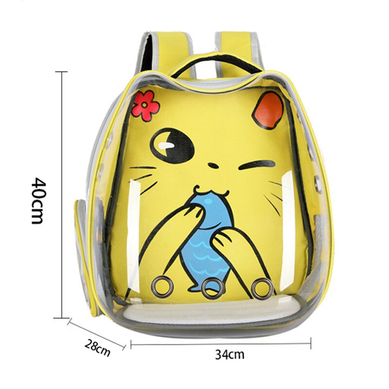 Cute Cat Carrier Bag Breathable Transparent Small Pet Carrier Dog Cat Backpack Outdoor Travel Pet Carrying Space Capsule: Yellow
