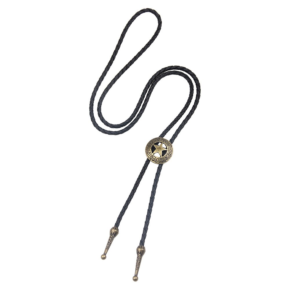 Vintage Star Bolo Tie for Men Necklace Metal Leather Rope Mens Shirt Collar Bowtie Neck Ties Cowboy Jewelry Accessories: Bronze