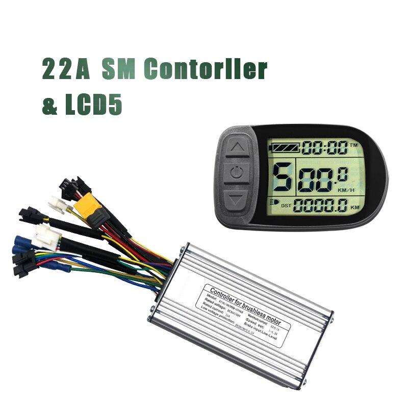 KT-controlador de Motor para bicicleta eléctrica, 36V, 48V, 350W, 500W, 750W, 22A, LCD, con función de luz
