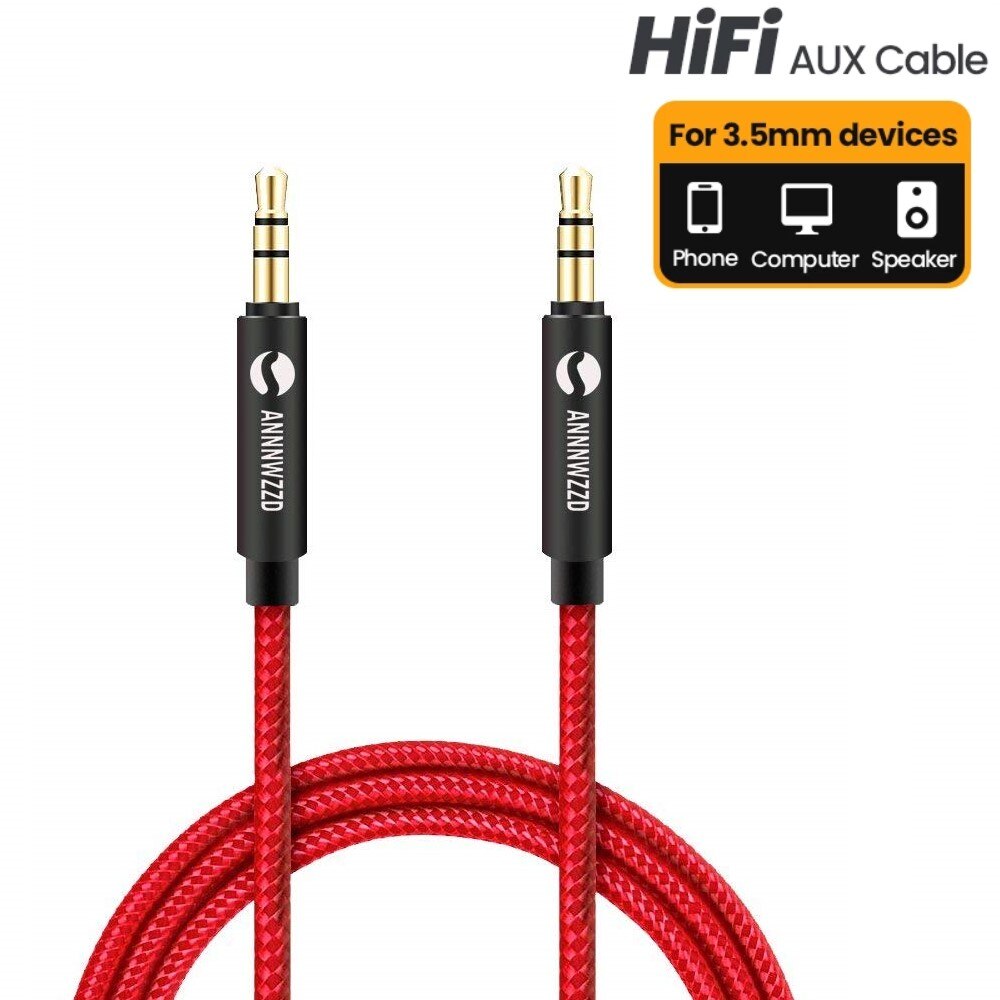 3.5Mm Audio Kabel Stereo Auxiliary Aux Koord Verguld Male Naar Mannelijke Braid Kabel Voor Car Home Stereo hoofdtelefoon Luidspreker 3.5 Jack: 0.5m