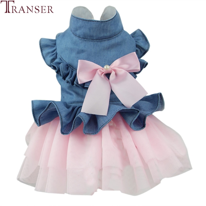 Transer Jeans Pet Dog Tutu Jurk Strik Puppy Prinses Jurk Party Hond Jurk Trouwjurk Huisdier Kleding 90610
