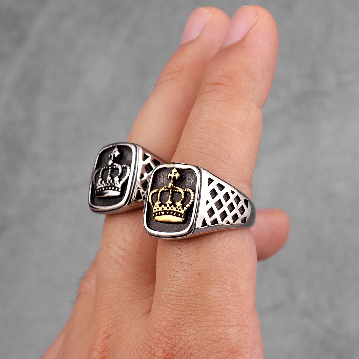 Bagues en acier inoxydable pour hommes, anneau de couleur or argent, Punk Hip Hop, tendance, Cool pour petit ami, bijoux, ,