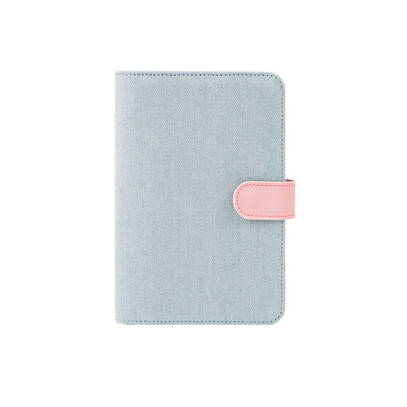 A5 A6 Kawaii mignon tissu cahier école bureau papeterie ligne vierge grille points planificateur bloc-notes 6 trous spirale anneau reliure: Blue Pink / A5