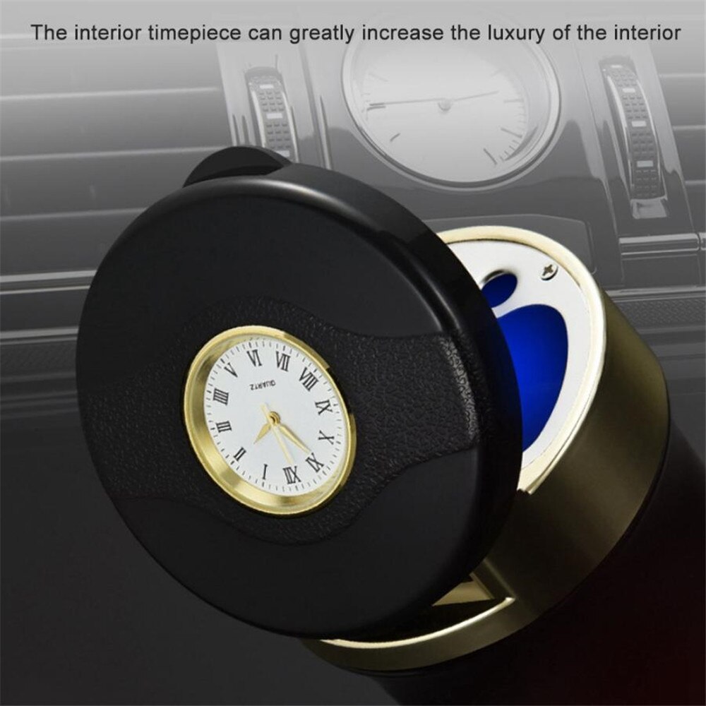 Universele Auto Asbak Auto LED Metalen Asbak multifunctionele Horloge Asbak met een klok blauwe LED verlichting Auto Accessoires
