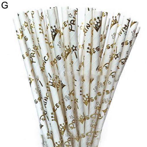 25Pcs/Bag Paper Drinking Straw Wide Application Disposable Stylish Stripe Pattern Water Straw for Home: White 2
