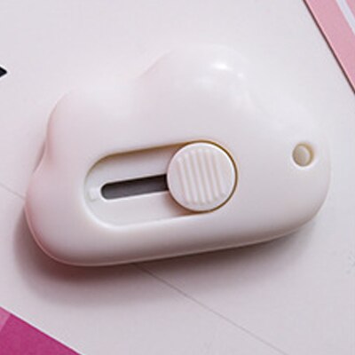 1PCS Cute Cloud Color Mini Portable Utility Knife Paper Cutter Cutting Paper Razor Blade Office Stationery Papelaria Escolar: white