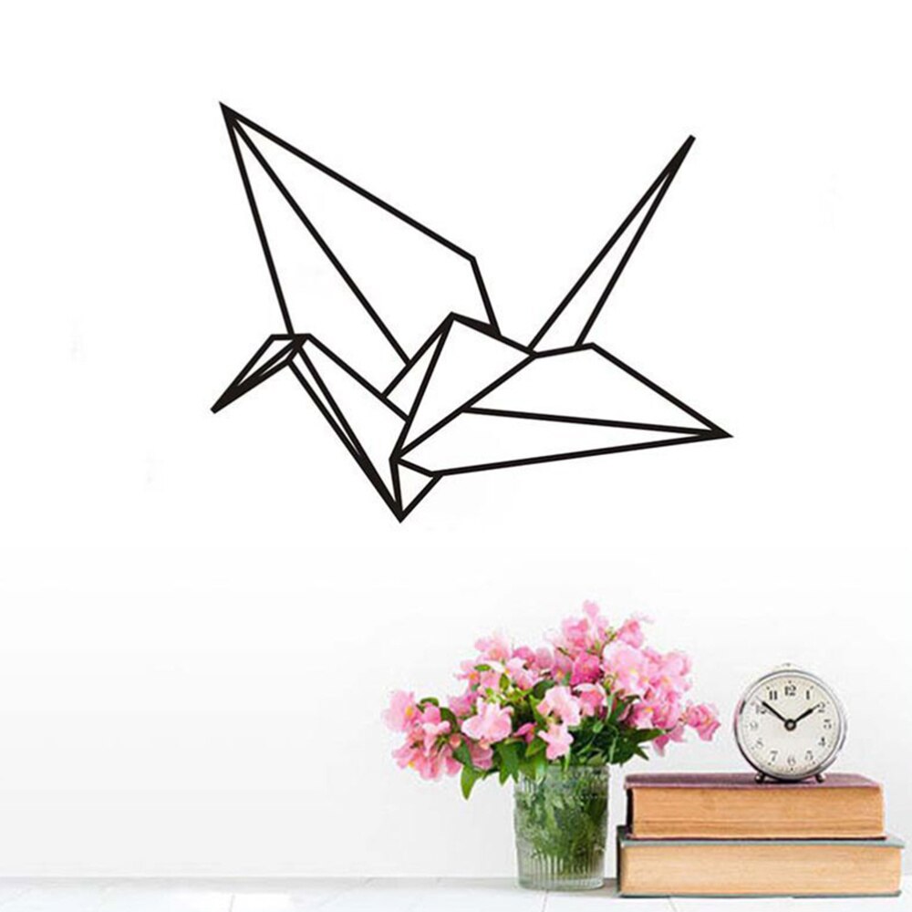 1PC Geometric Wall Sticker Origami Crane Shape Background Sticker for Bedroom Living Room Decoration