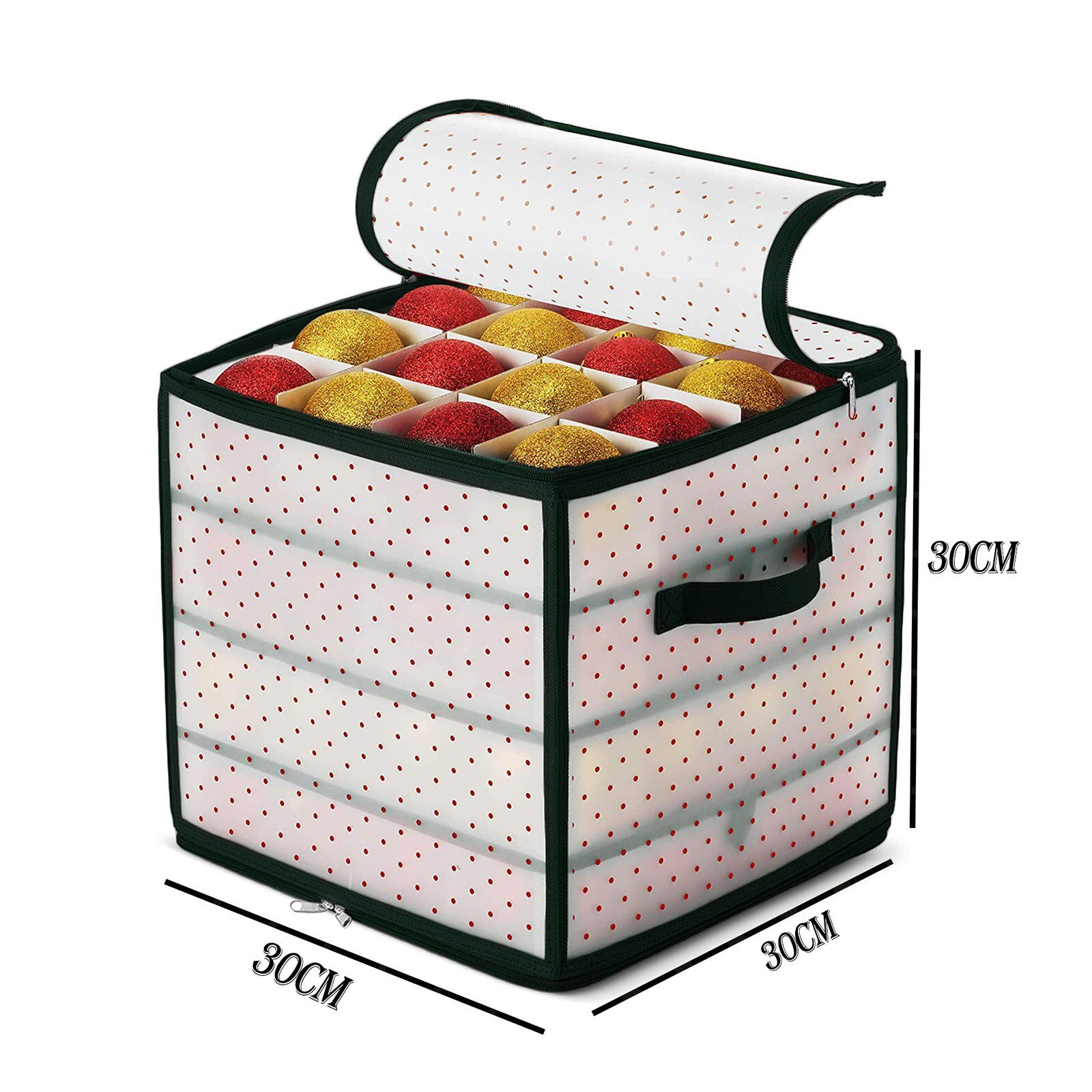 64 Baubles Storage Box Christmas Balls Organiser 64 Bauble Xmas Tree Decoration Storage Bags With Lid Transparent Bag D08: Default Title