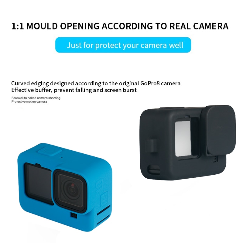 Housse de protection en Silicone pour caméra GoPro Hero 9, étui à manches noires, cadre avec lanière, accessoire,