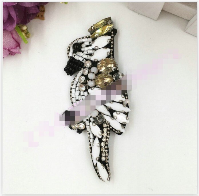 Vogel papegaai pailletten strass kralen broche patches applicatie naaien op kralen qpplique kleding schoenen tassen decoratie patch diy: 02