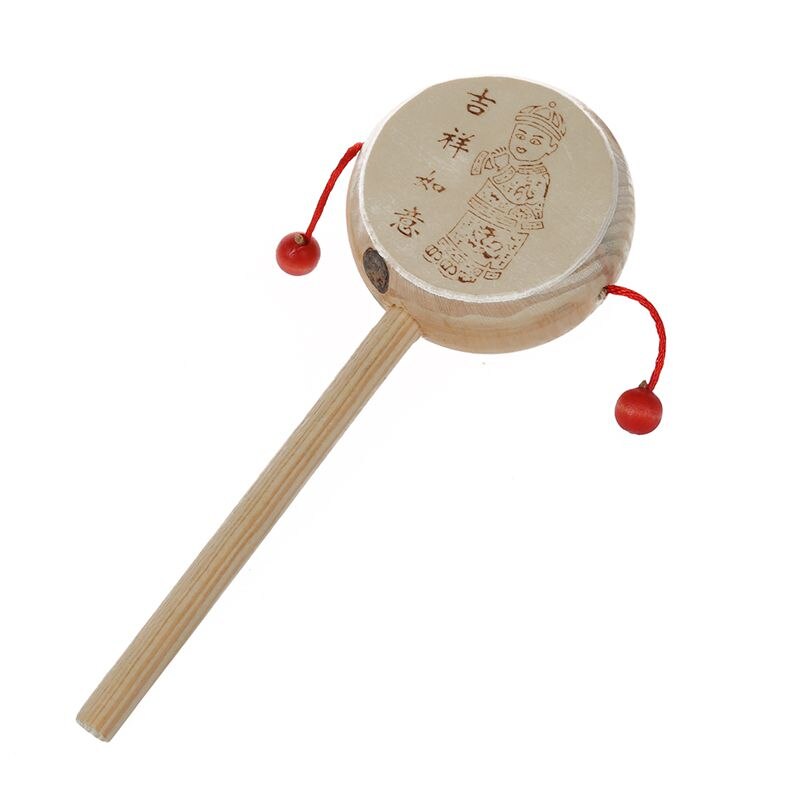 Chinese Oude Houten Rammelaar Drum Hand Schudden Speelgoed Voor Kinderen