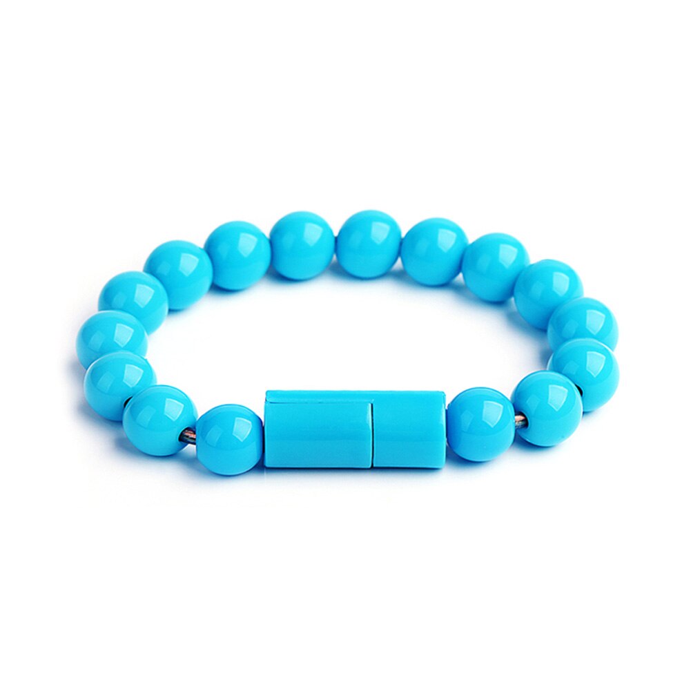 Beaded Charger Bracelet Portable for Android Type C Charging USB Connector Cable GK99: Blue A