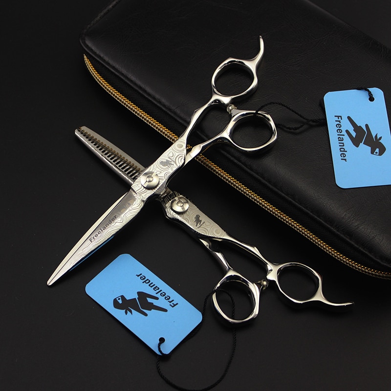 de 6 pulgadas Damasco recta de adelgazamiento de corte de pelo tijeras de peluquería Estilo tijeras de corte de la personalidad de la pintura