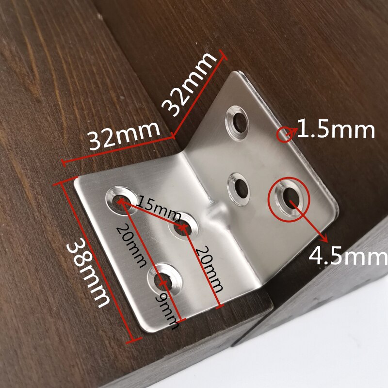 Stainless Steel L-shaped Angle Bracket 90 Degree Holder Furniture Connector Partition Triangle Fixed Block Laminated Bracket: FJ28D