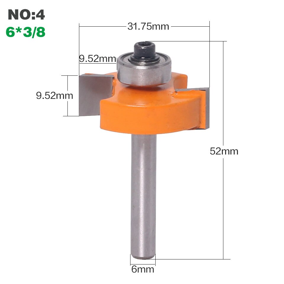 1pc 6mm Shank Biscuit T Slot Wood Router Bit With Top Bearing C3 Carbide Slotting/Jointing Woodworking Milling Cutter: NO4