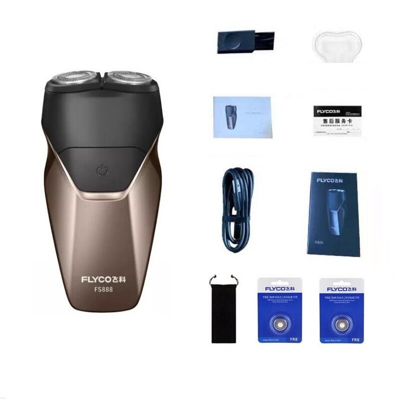 Flyco ipx 7 elektrische waterdichte scheermes, intelligente nat-droog baardtrimmer, afwasbaar scheerapparaat voor mannen, 3d type c, usb, snel opladen: 4