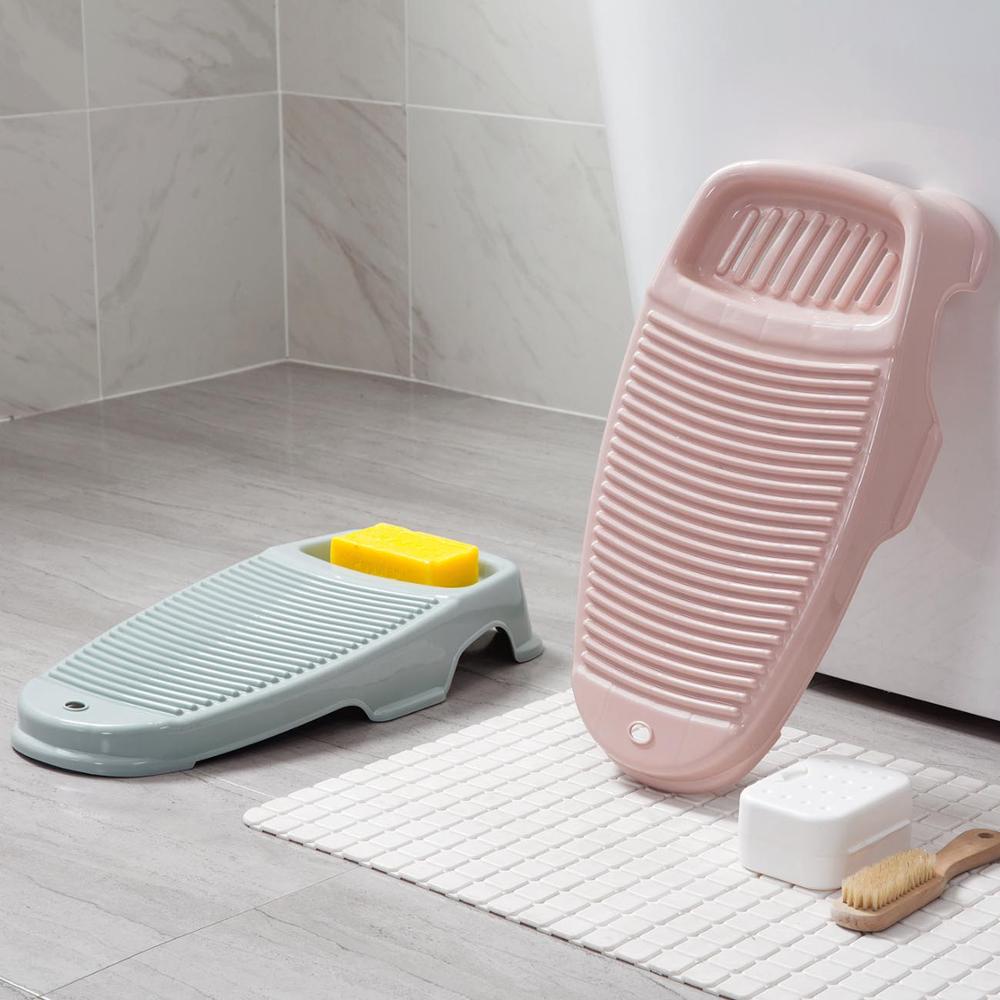 Clothes Washing Board Plastic Thicken Washboard with Soap Holder Box Bathroom Kid Clothes Cleaning Laundry Scrubbing