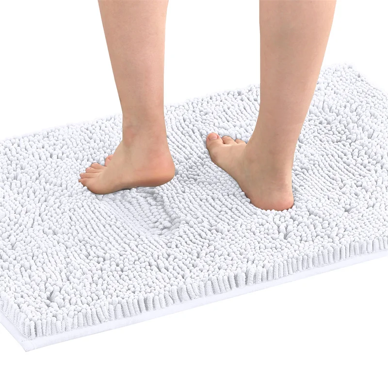 Alfombra absorbente suave para el suelo, alfombrillas antideslizantes para el baño, alfombra gruesa para el suelo, alfombra para puerta del dormitorio, decoración del hogar, 1 ud.: 800mm x 800mm / Blanco