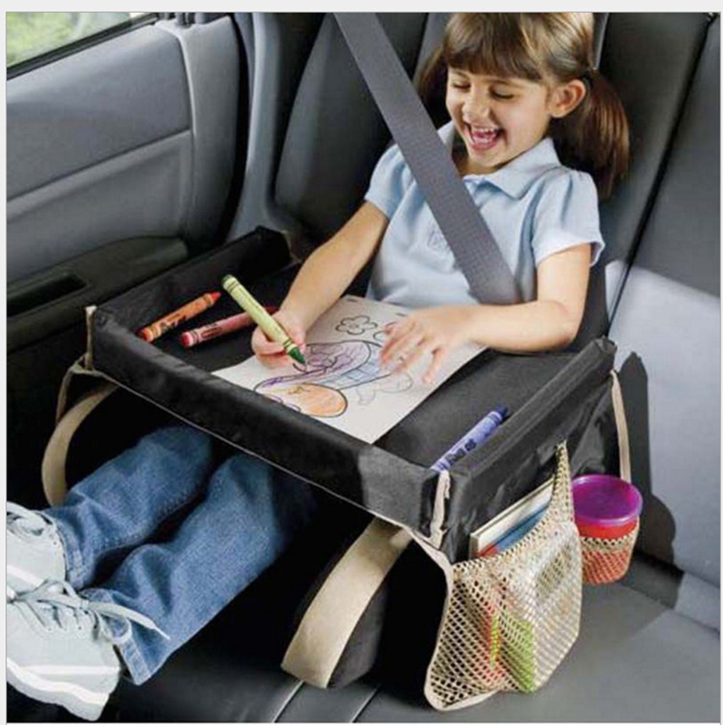 Bandeja para asiento de coche de bebé, bandeja para cochecito de niños, soporte para comida y agua, mesa portátil impermeable para niños, para coche, nueva mesa de almacenamiento para niños