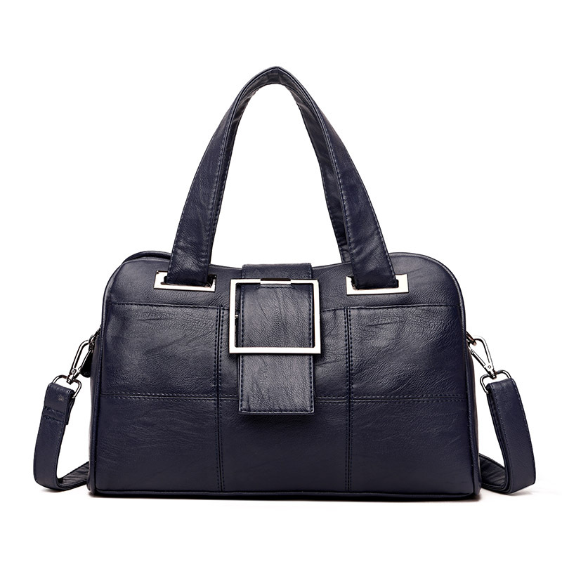 neue Feste Frauen Handtaschen PU Leder Frauen Schulter Taschen Berühmte Damen Umhängetaschen: navy blue