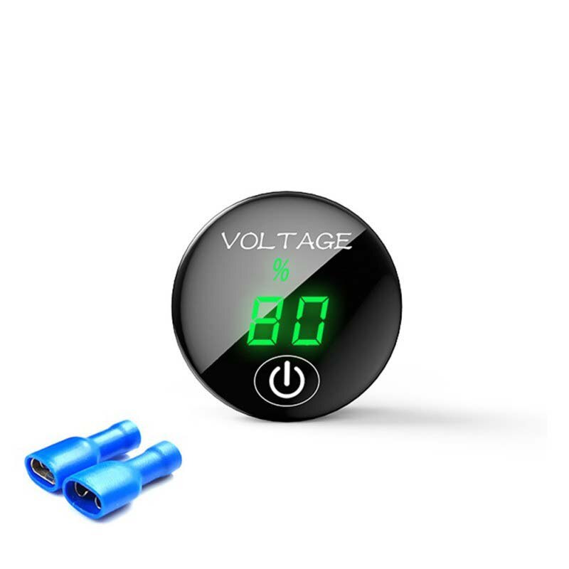 Auto Motorfiets Voltage Meter met Touch Schakelaar Ronde Waterdichte Auto Voltage Meter Boot DC 12-24V LED Panel digitale Voltmeter: green