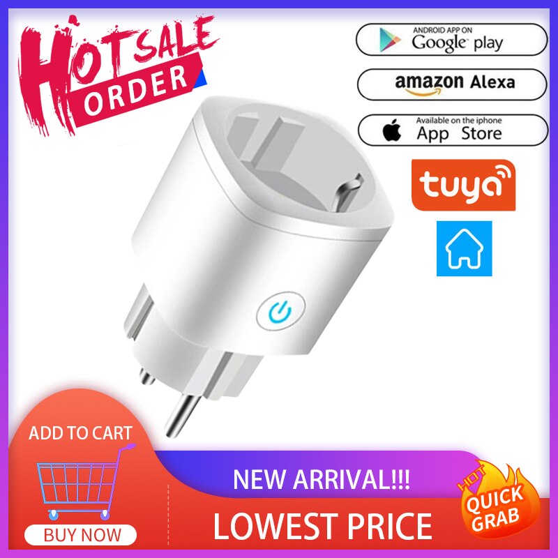 WiFi Smart Wireless Plug EU Adaptor Remote Control Power Energy Monitor Outlet Socket Alexa Google Home Tuya Home Accessories